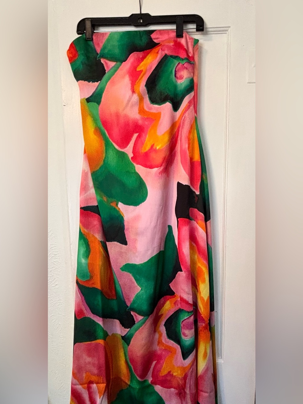 Express Abstract Floral Maxi Dress | Pink Green Resort | Size S